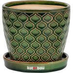 Eryi - ® pot de fleurs en cramique pour plantes - 15 cm - vert vintage - avec bac d'gouttement - motif ...