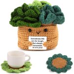 Eryi - pot de fleurs positif, fleur crochet fleur positive message positif crochet soutien emotionnel ...