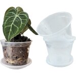 Eryi - pots de fleurs transparents de 14 cm avec trous et soucoupes pour orchidée tropicale, anthurium, ... Eryi - pots de fleurs transparents de 14 cm avec trous et soucoupes pour orchidée tropicale, anthurium, ...