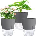 Eryi - pot herbes cuisine, lot de 3 plantes aromatiques interieur gris pots de fleurs auto - arrosants ...