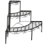Escalier etagre porte plantes d'angle en fer 3 niveaux mtal noir helloshop26 2208031