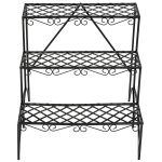 Escalier etagre porte plantes d'angle en fer 3 niveaux mtal noir helloshop26 2208032