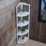 Etag�re d'angle hwc - k85 pliable 4 etag�res, bois de paulownia 110cm blanc, tressage blanc