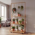 Etag�re a plantes en bambou hwc - q33, etag�re en escalier pour fleurs, support a plantes en escalier, ...