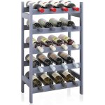 Etagre a vin en bambou, support d'affichage de 20 bouteilles, etagres de rangement sur pied a 5 niveaux ...