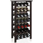 Etag�re a vin en bambou, support d'affichage de 28 bouteilles avec dessus de table, etag�res de rangement ...