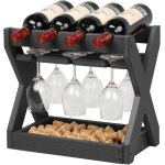 Etag�re a vin, support pour bouteilles de vin, stockage de vin, peut contenir 4 bouteilles et 6 verres, ...