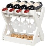 Etagère a vin, support pour bouteilles de vin, stockage de vin, peut contenir 4 bouteilles et 6 verres, ... Etagère a vin, support pour bouteilles de vin, stockage de vin, peut contenir 4 bouteilles et 6 verres, ...