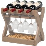 Etagre a vin, support pour bouteilles de vin, stockage de vin, peut contenir 4 bouteilles et 6 verres, ...