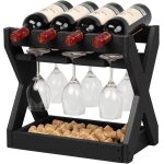 Etagère a vin, support pour bouteilles de vin, stockage de vin, peut contenir 4 bouteilles et 6 verres, ... Etagère a vin, support pour bouteilles de vin, stockage de vin, peut contenir 4 bouteilles et 6 verres, ...