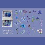 Etiquette autocollante plante fleur rose en pet, etiquette autocollante, transparente, kawaii, pour bricolage, ...