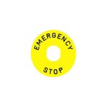 Etiquette bouton coup de poing circulaire  arret d'urgence  90mm