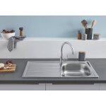 Evier de cuisine en acier inoxydable avec égouttoir k200 grohe, pack avec robinet mitigeur bec haut bau ... Evier de cuisine en acier inoxydable avec égouttoir k200 grohe, pack avec robinet mitigeur bec haut bau ...