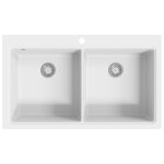 vier de cuisine encastrable  2 bacs en granite blanc crme