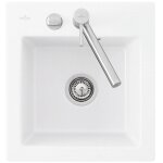Evier cuisine villeroy et boch 1 bac sans egouttoir subway pure xs 47, 5 x 51 cm blanc - vidage automatique ...