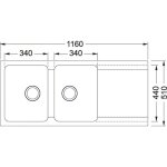 Evier orion oid621 blanc artic (sous meuble 80cm) 1160x510x190mm