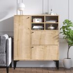 Ewa - buffet haut 3 portes et 4 niches couleur chêne 100x125cm Ewa - buffet haut 3 portes et 4 niches couleur chêne 100x125cm
