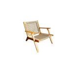 Fauteuil bas en bois d'acacia fsc et en r�sine tress�e - 1 personne - merida - vert olive