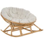 Fauteuil a bascule rond en rotin ton naturel et beige clair orvieto
