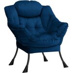 Fauteuil chaise d'appoint, chaise paresseuse en tissu velours, chaise longue relax avec accoudoirs et ...
