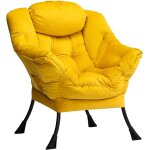 Fauteuil chaise d'appoint, chaise paresseuse en tissu velours, chaise longue relax avec accoudoirs et ...