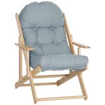 Fauteuil chaise pliable et inclinable en bois grand confort avec coussin capitonn� epais - dim. 71i x ...