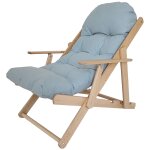 Fauteuil chaise pliable et inclinable en bois grand confort avec coussin capitonn� epais - dim. 71i x ...