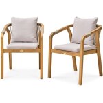 Fauteuils d'ext�rieur dcb garden serena - ft lot de 2 en acacia fsc� 100% avec coussins beige 60x58x75 ...