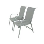 Fauteuil jardin alu / textilène porto - phoenix - gris clair - lot de 2 Fauteuil jardin alu / textilène porto - phoenix - gris clair - lot de 2