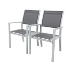 Fauteuil jardin alu / textil�ne tropic - phoenix - gris fonc� - lot de 2