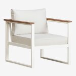 Fauteuil de jardin en aluminium et bois d'acacia lipov blanc gardenia