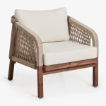 Fauteuil de jardin en bois d'acacia dubai blanc gardenia brun acacia fonc�