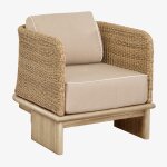 Fauteuil de jardin en rotin et bois d'acacia famara acacia marron clair