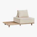 Fauteuil de jardin avec table d'appoint en bois d'acacia portet blanc gardenia