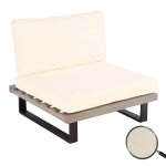 Fauteuil lounge hwc - h54, fauteuil de jardin, spun poly acacia bois mvg - certifi aluminium gris, rembourrag ...