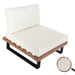 Fauteuil lounge hwc - h54, fauteuil de jardin, spun poly acacia bois certifi mvg aluminium marron clair, ...