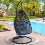 Fauteuil lune suspendu ajour� avec coussin gris