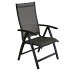 Fauteuil multiposition - elegance - aluminium - toile tpep graphite / chevron - pliant