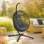 Fauteuil oeuf suspendu ajouré avec coussin gris Fauteuil oeuf suspendu ajouré avec coussin gris