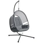 Fauteuil suspendu avec support alviano tissu gris fonc