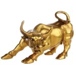 Feng shui fortune statue de taureau en laiton, sculpture d�coration de la maison taureau en cuivre dor� ...