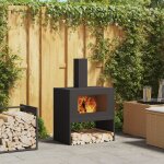 Feu de camp vidaxl avec cheminée noir 60x40x96 cm acier Feu de camp vidaxl avec cheminée noir 60x40x96 cm acier