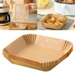 Feuilles de papier jetable pour friteuse a air, 50 pices, papier sulfuris rsistant a l'eau et a l'huile, ...