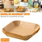 Feuilles de papier jetable pour friteuse a air, 50 pices, papier sulfuris rsistant a l'eau et a l'huile, ...