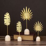 Figurine en bois de style ins, accessoires de table, vintage, base en bois, dcoration de feuille d'or, ...