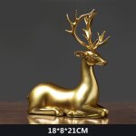 Figurines de cerf dor� nordique pour l'int�rieur, 1 pi�ce, statues d'animaux, en r�sine, bibelots, sculpture, ...