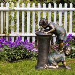 Figurine de fontaine en rsine en forme de statue pour enfants, dcoration de jardin, sculpture de jardin, ...