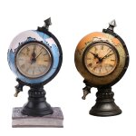 Figurine d'horloge de la terre rtro crative en rsine, dcoration artisanale de bureau pour la maison, ...