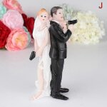 Figurine de marie et de mariee en resine synthetique, 12 styles, decoration de gateau de mariage( j)