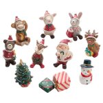 Figurines miniatures en rsine, thme de nol, animal, arbre de nol, coffret cadeau, dcoration ferique, ...